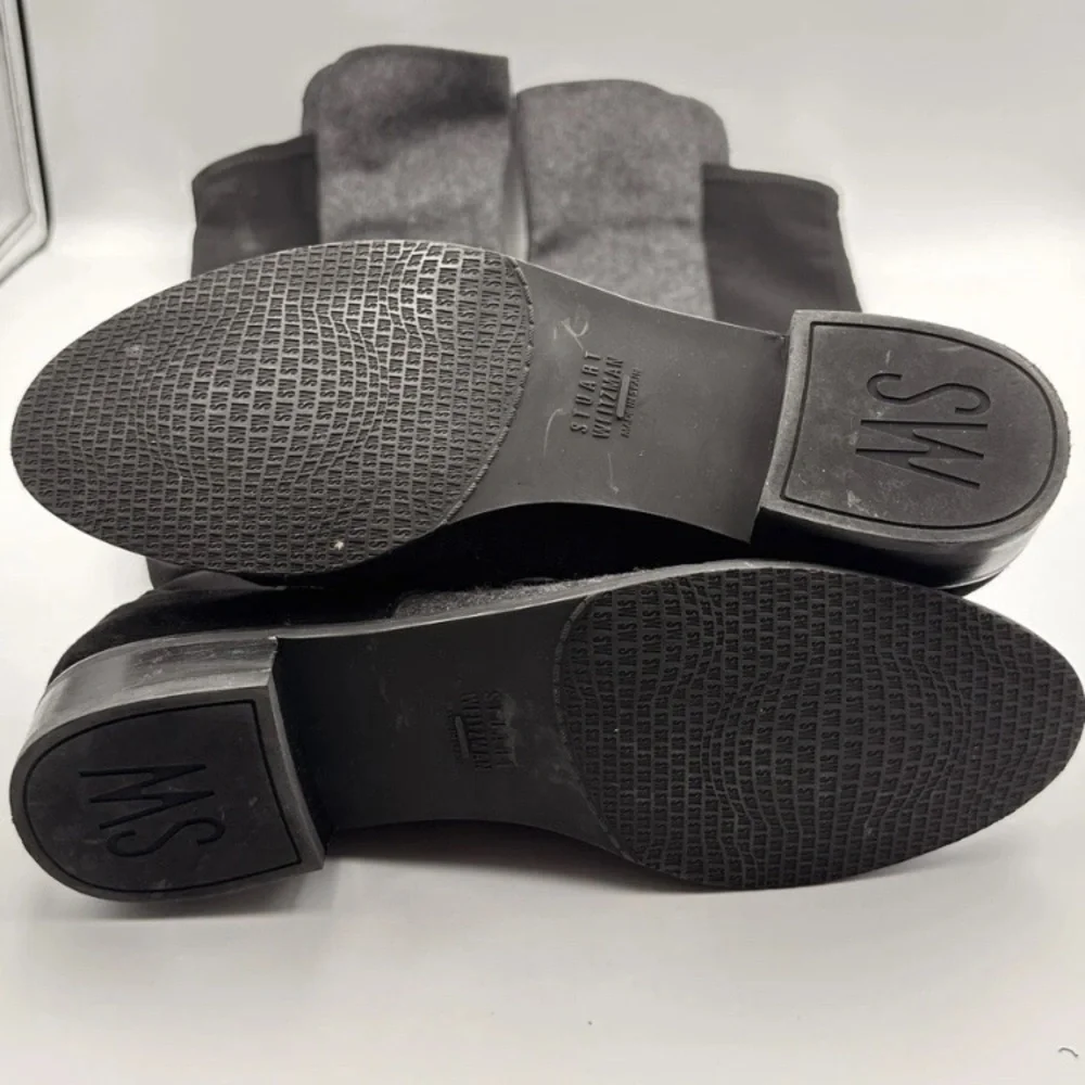 Stuart Weitzman Black & Gray 50/50 Textured Boots•Dark Academia•Steam Punk•Edgy - Picture 4 of 16